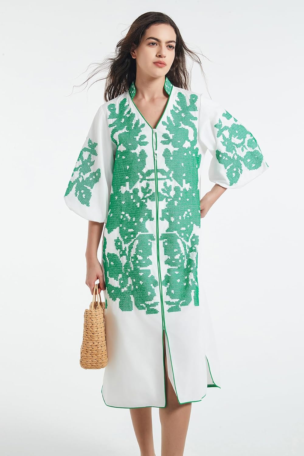 Floral Embroidered Midi Dress