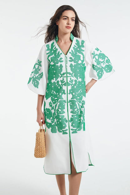 Floral Embroidered Midi Dress