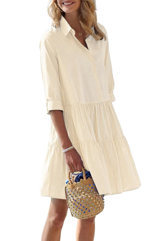 Striped Button Down Shirt Dress