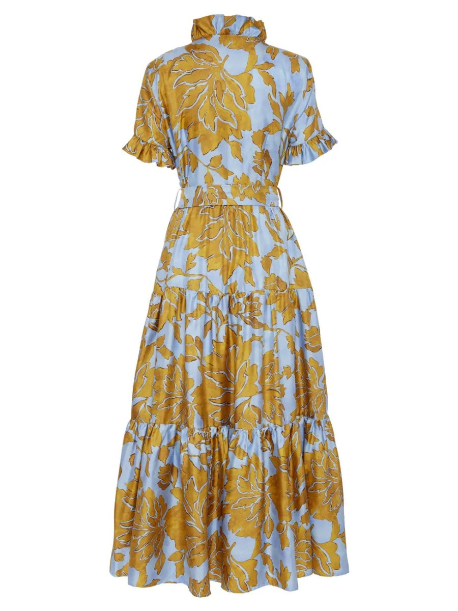 Floral print dress with ruffle trim