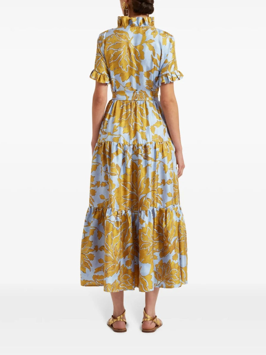 Floral print dress with ruffle trim