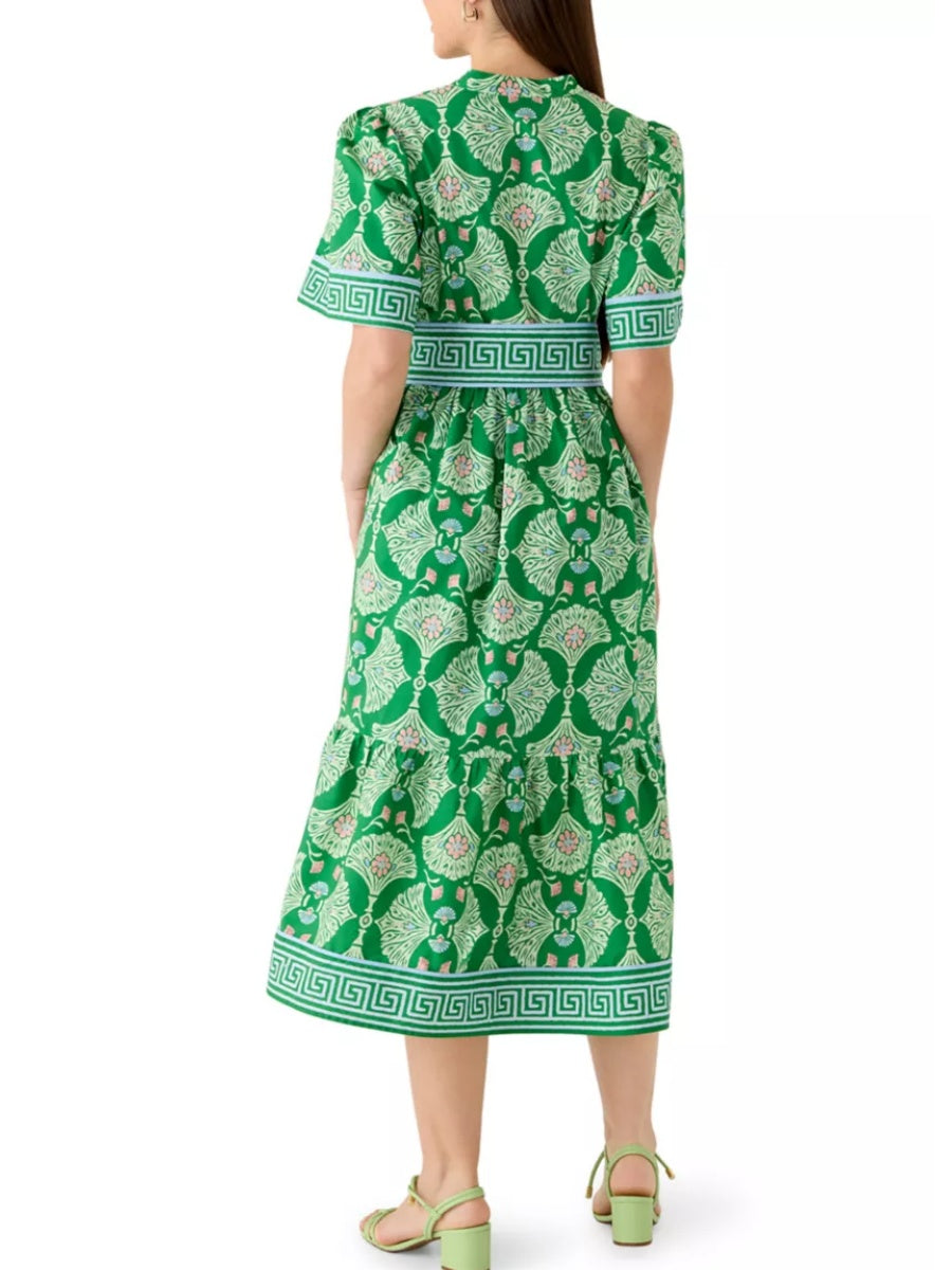 Split Neck Printed Shirt Dress