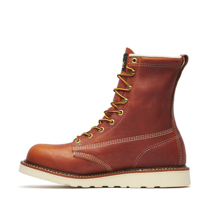 8″ Tobacco Plain Toe Wedge Leather Boots