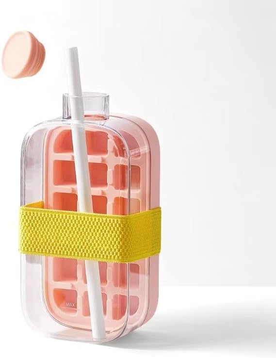 Ice cube tray, ice maker, straw cup, press-to-release ice curling