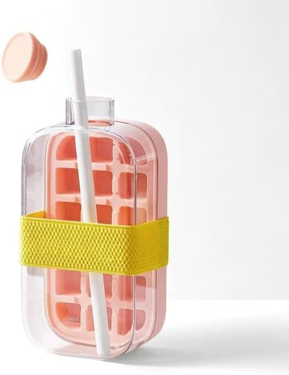 Ice cube tray, ice maker, straw cup, press-to-release ice curling