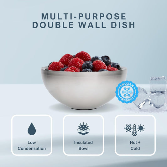 Stainless Steel Dip Chiller Bowl Serving Bowl with Double Walled Ice