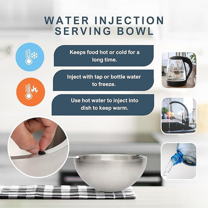 Stainless Steel Dip Chiller Bowl Serving Bowl with Double Walled Ice