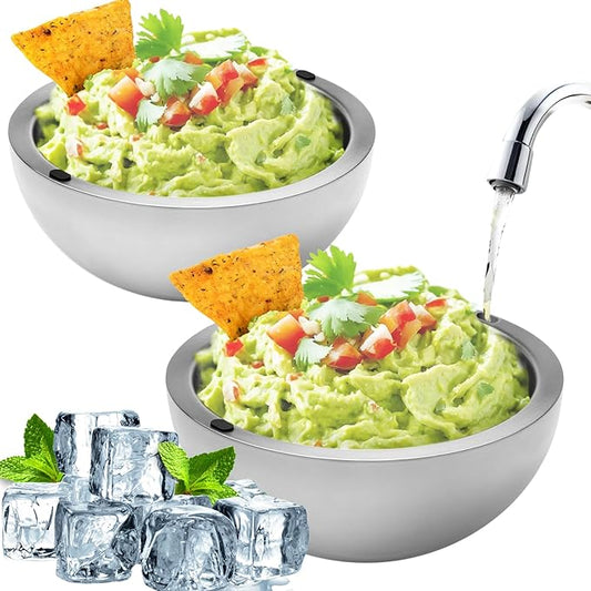 Stainless Steel Dip Chiller Bowl Serving Bowl with Double Walled Ice
