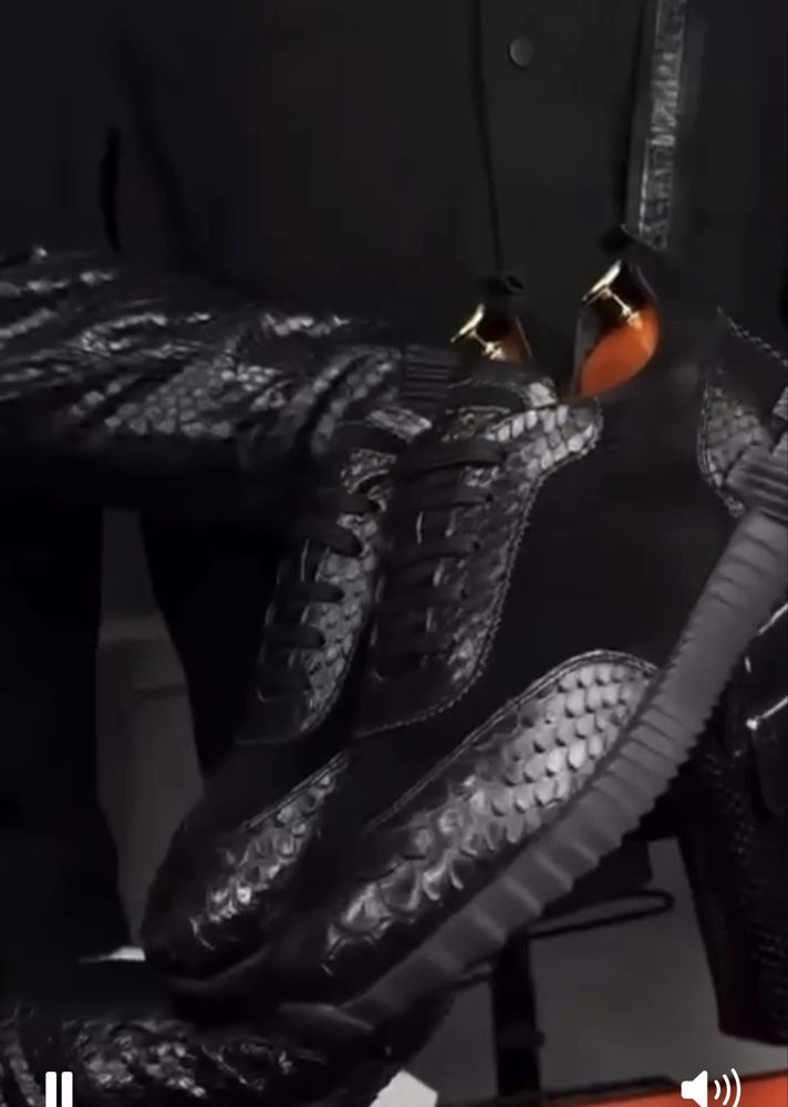 Men's sneakers made of python skin