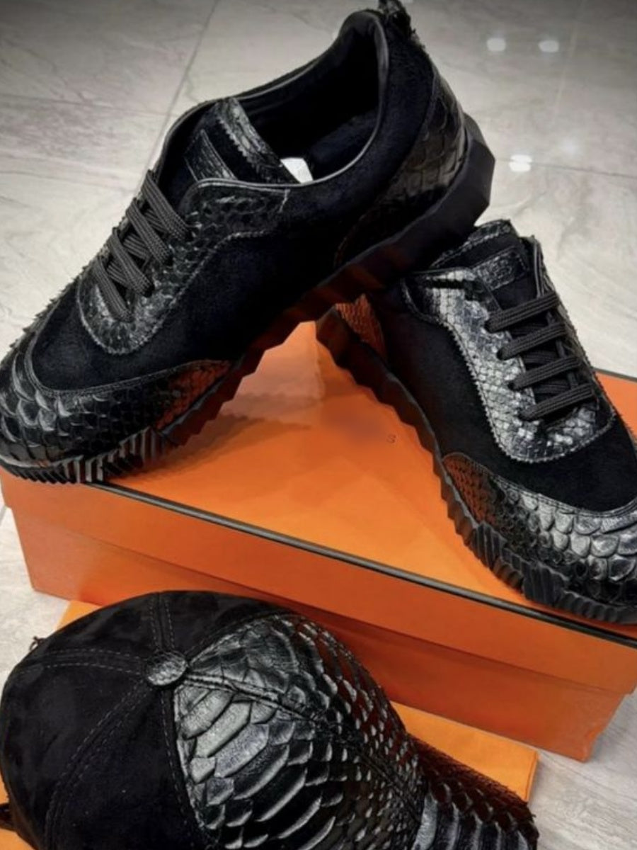 Men's sneakers made of python skin