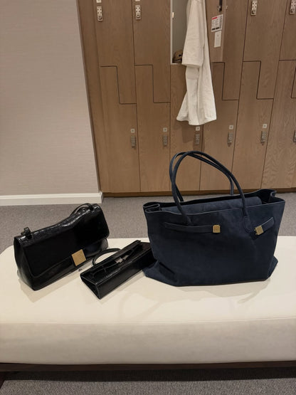 Giant Navy Suede Travel Bags