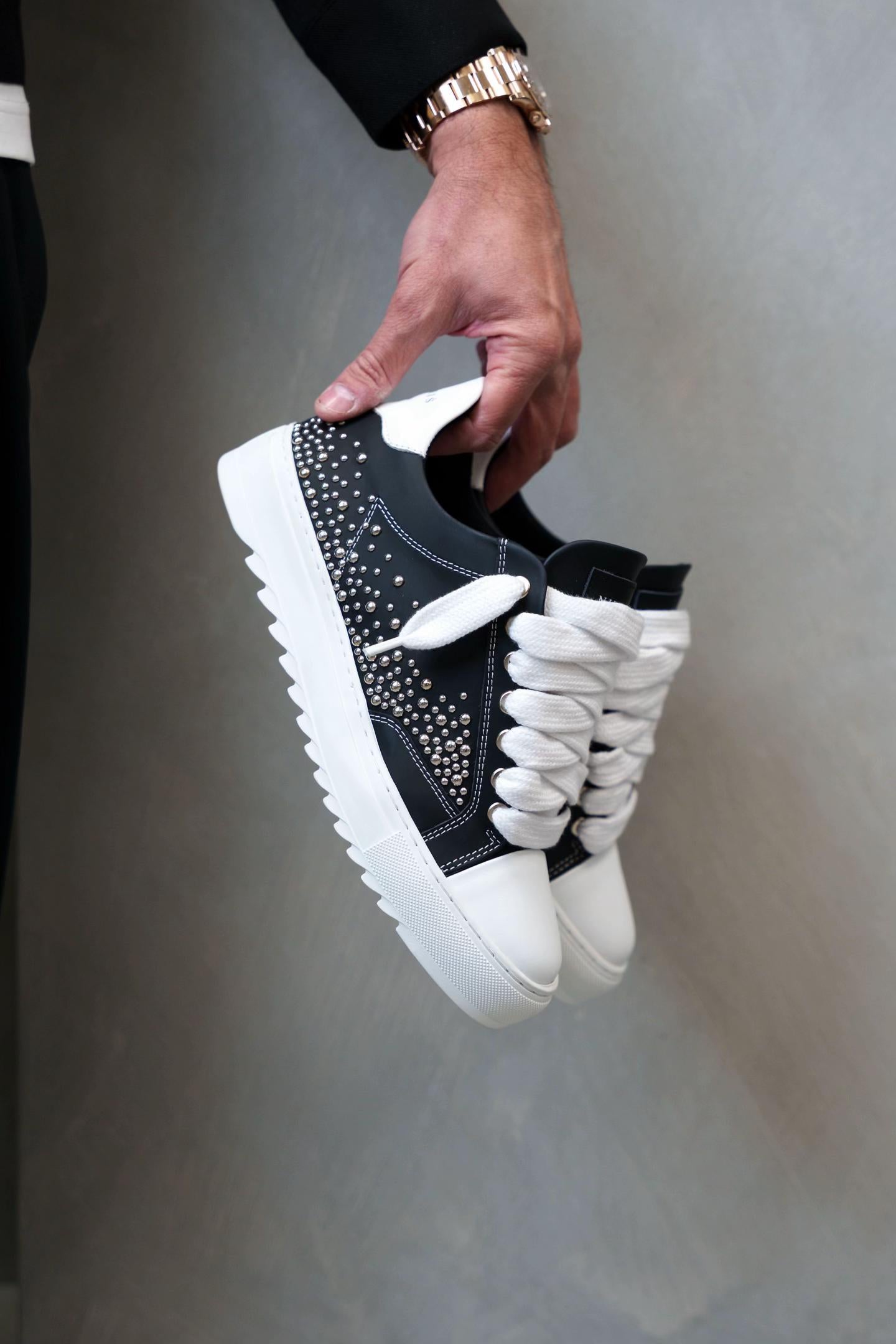 Studded Leather & Studded Denim Shoes