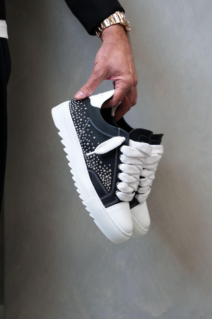 Studded Leather & Studded Denim Shoes
