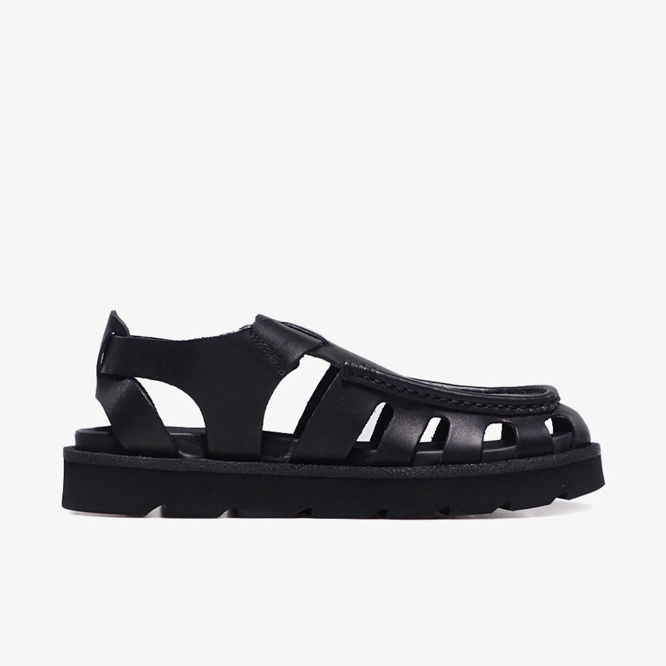 BUCKLE BLACK LEATHER SANDALS