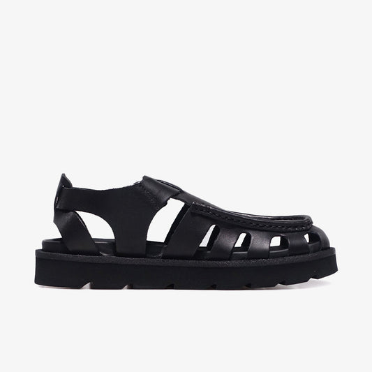 BUCKLE BLACK LEATHER SANDALS