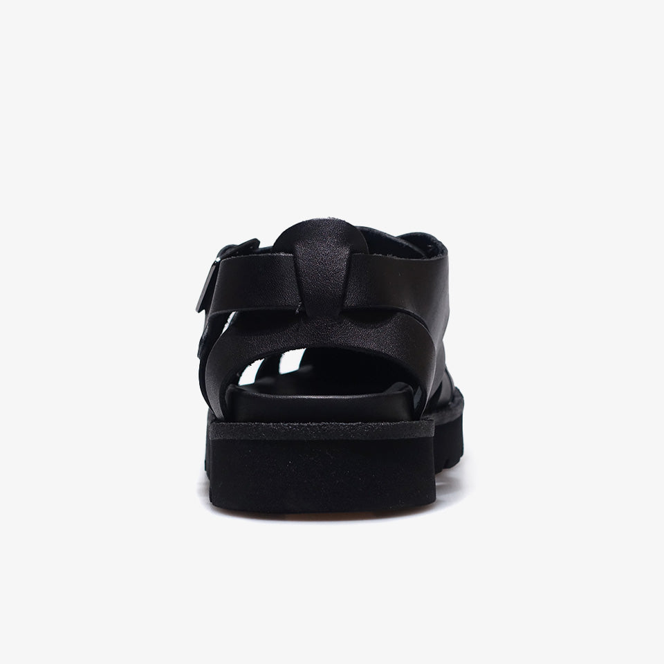 BUCKLE BLACK LEATHER SANDALS