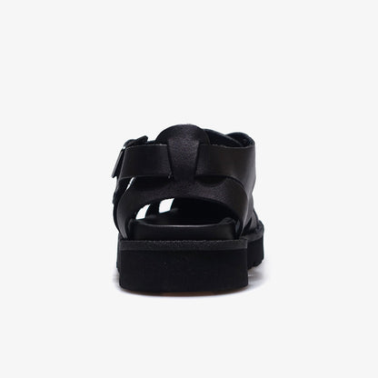 BUCKLE BLACK LEATHER SANDALS