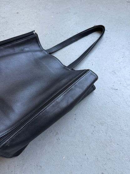 Black Zip Leather Bag