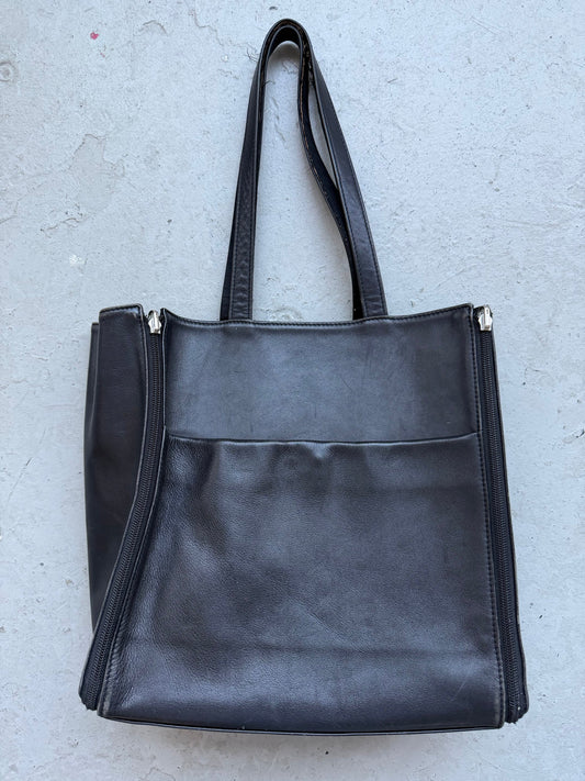 Black Zip Leather Bag