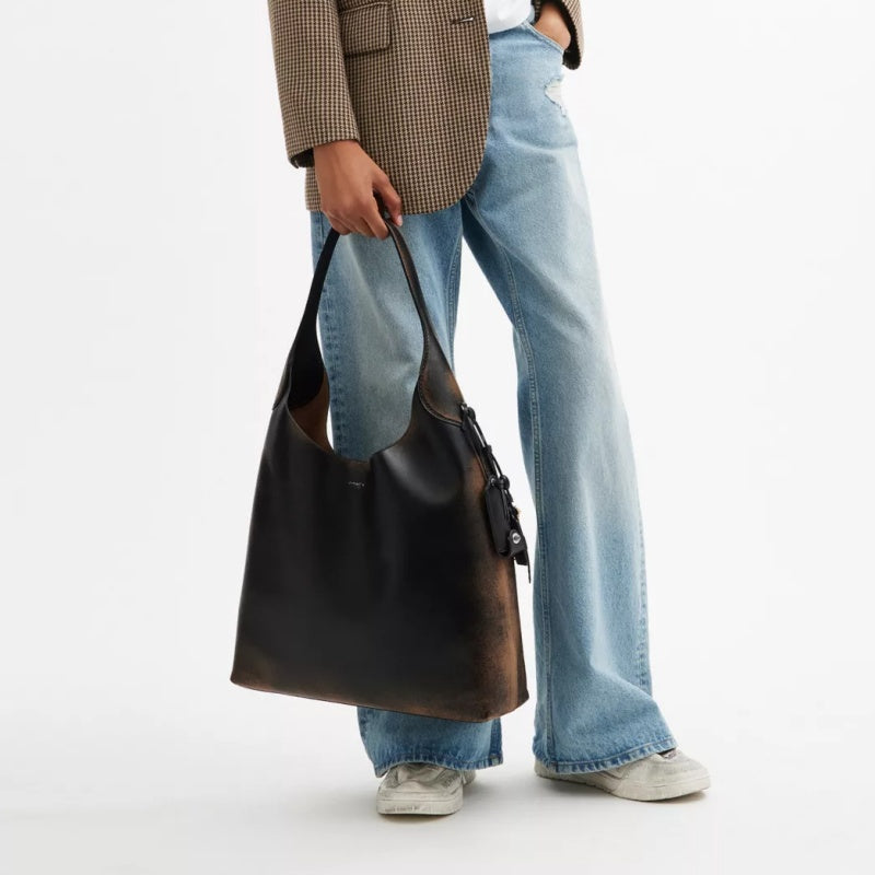 Distressed Leather Shoulder Bag