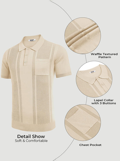 Casual Textured Knit Polo Shirt