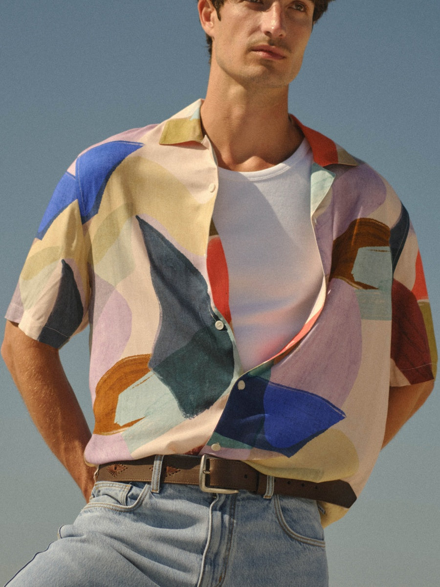 Multicolour Painted Shapes Short-Sleeve Shirt