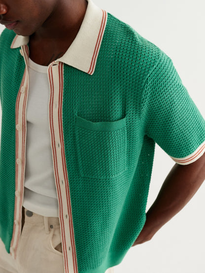 Tipped Pointelle Polo Shirt
