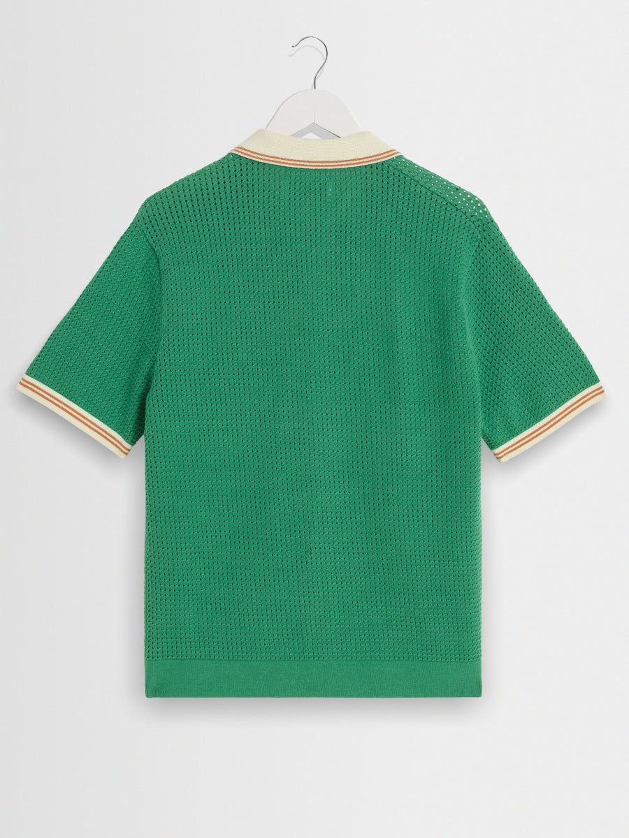 Tipped Pointelle Polo Shirt