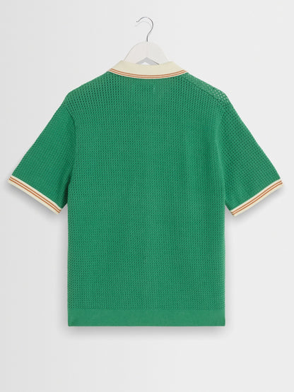 Tipped Pointelle Polo Shirt