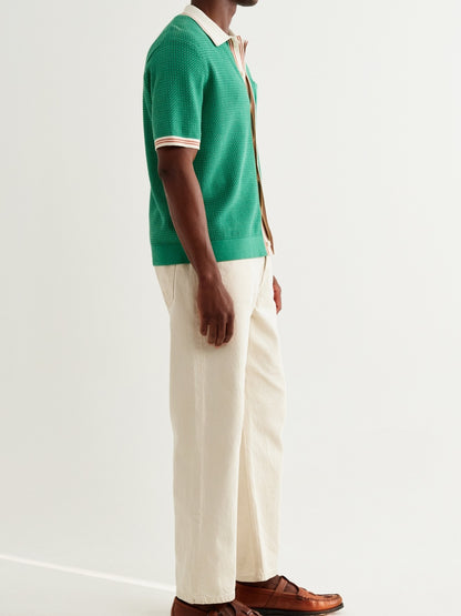 Tipped Pointelle Polo Shirt