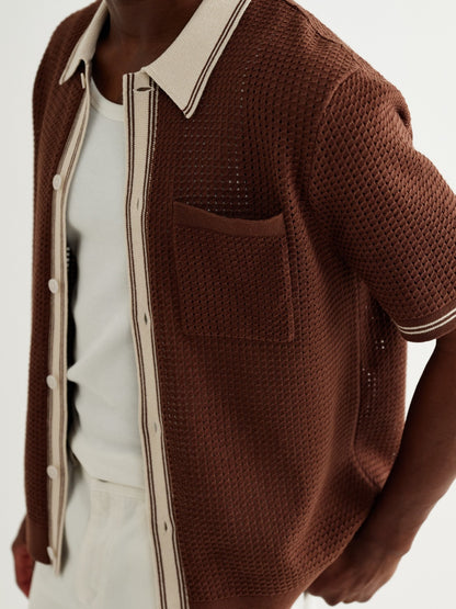 Tipped Pointelle Polo Shirt