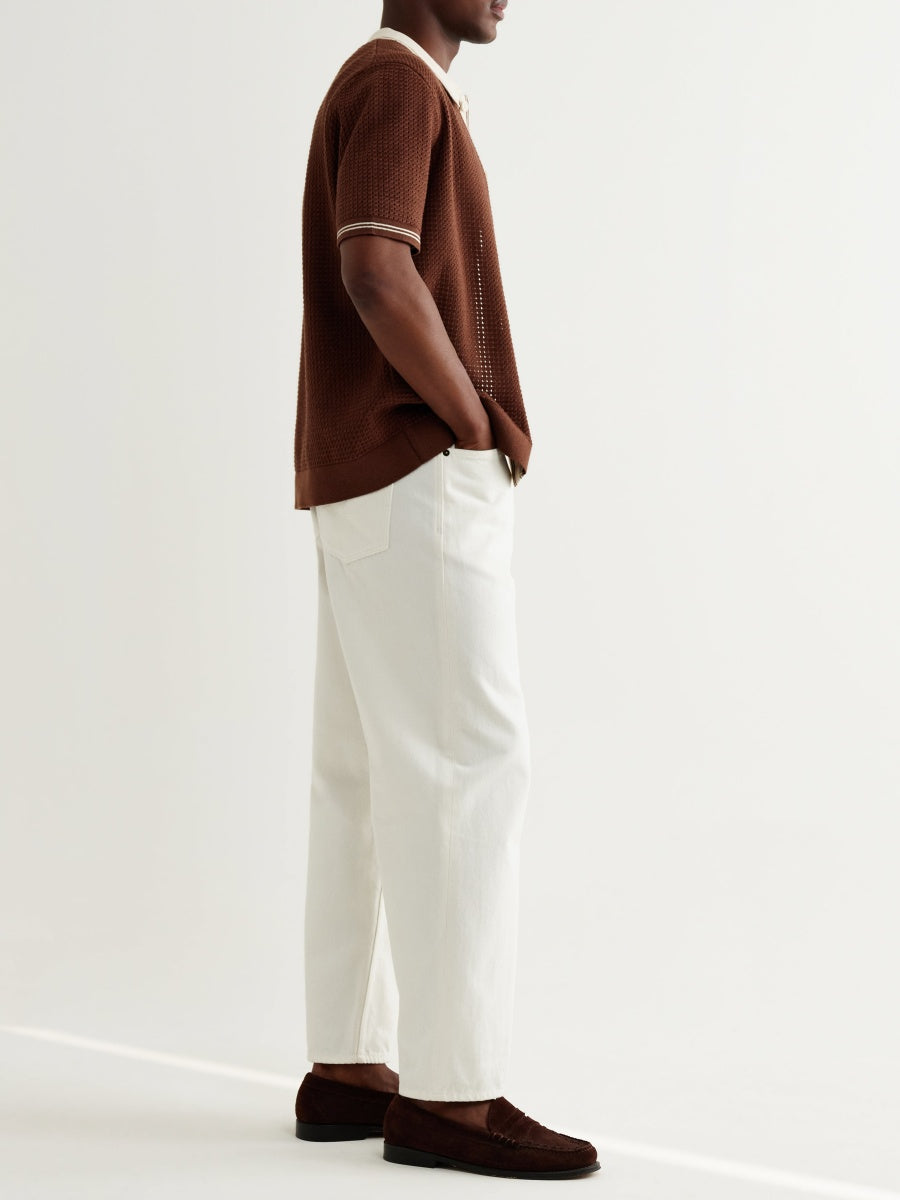 Tipped Pointelle Polo Shirt