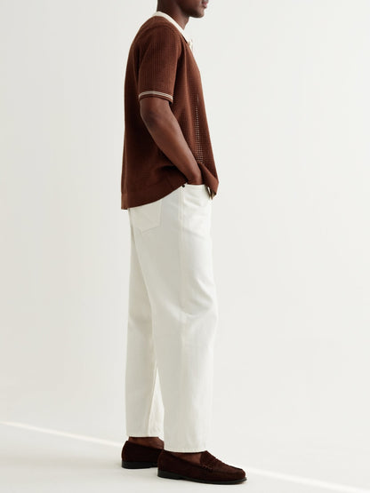 Tipped Pointelle Polo Shirt