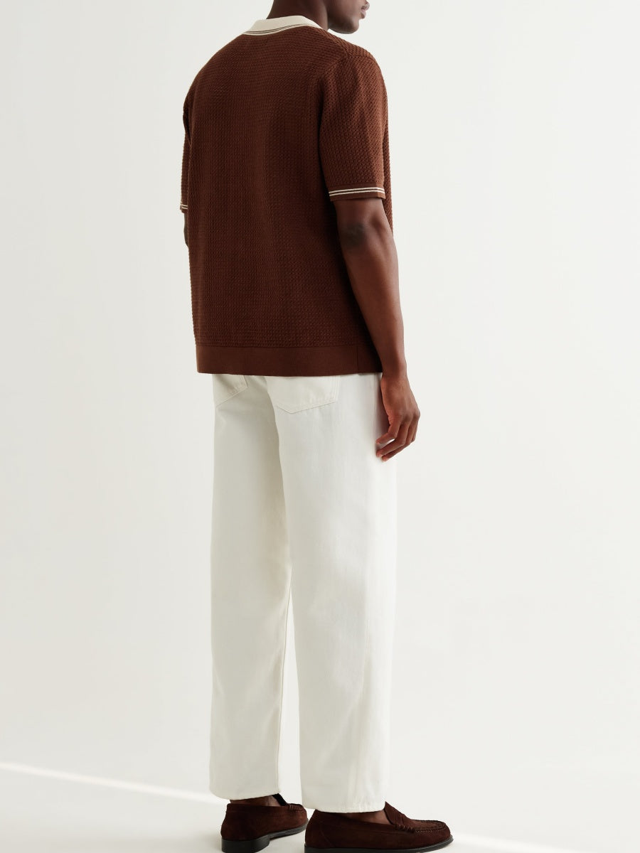 Tipped Pointelle Polo Shirt
