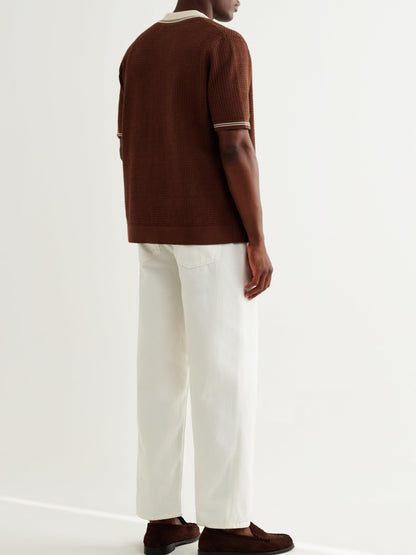 Tipped Pointelle Polo Shirt