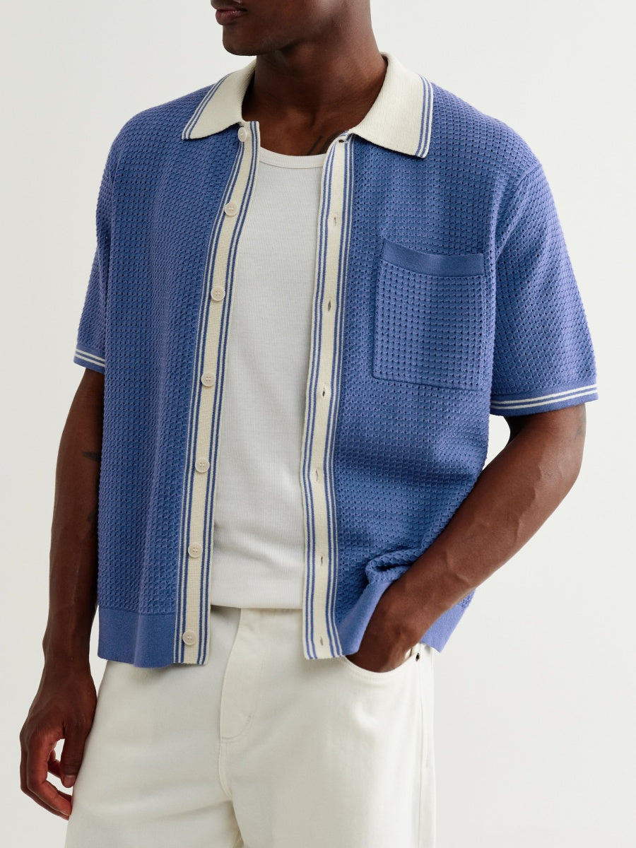 Tipped Pointelle Polo Shirt