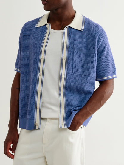 Tipped Pointelle Polo Shirt