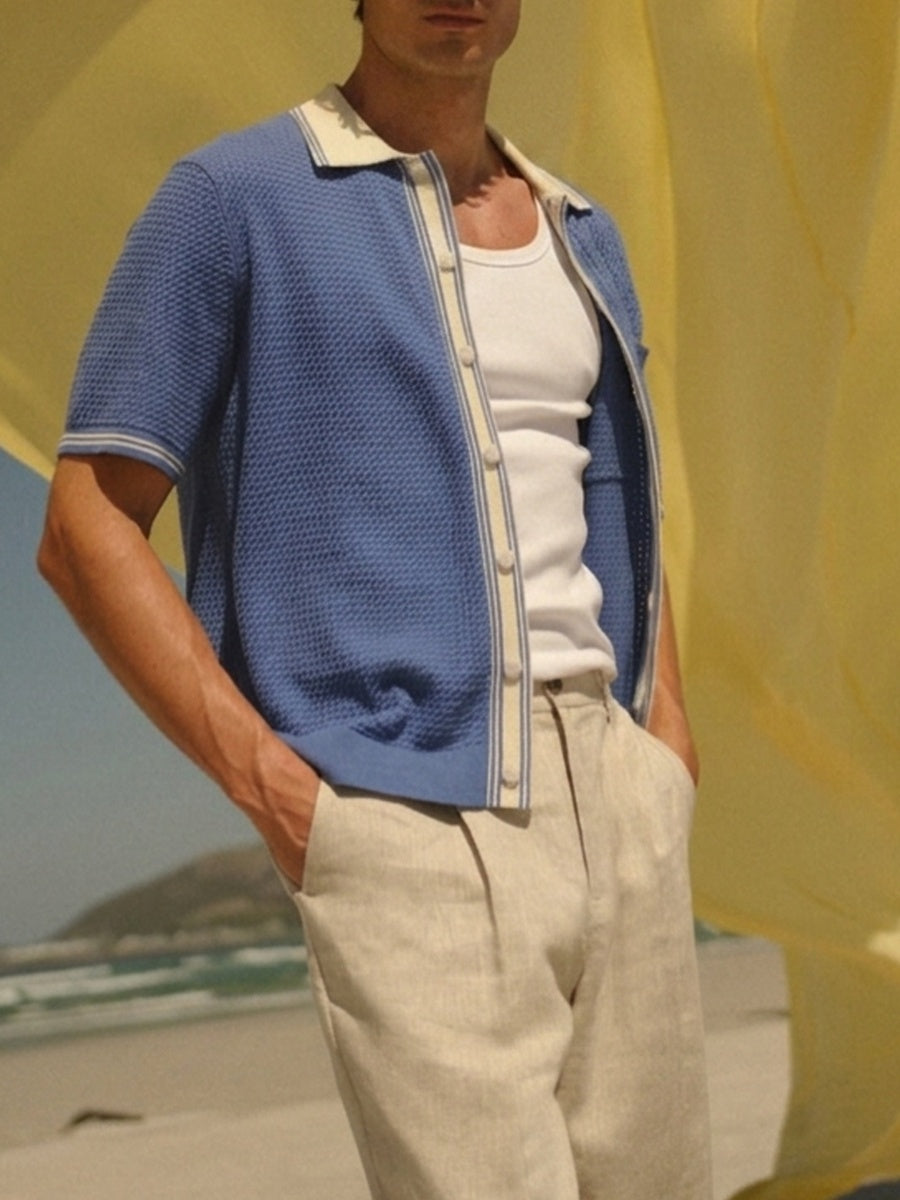 Tipped Pointelle Polo Shirt