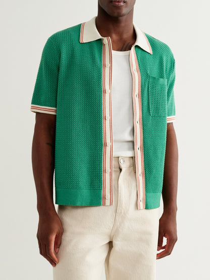 Tipped Pointelle Polo Shirt