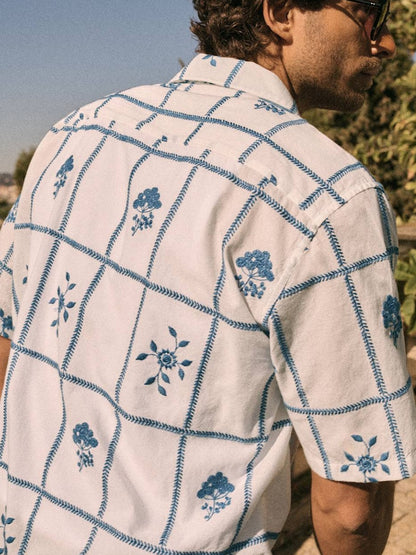 Blue And White Embroidery Shirt