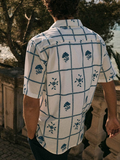 Blue And White Embroidery Shirt