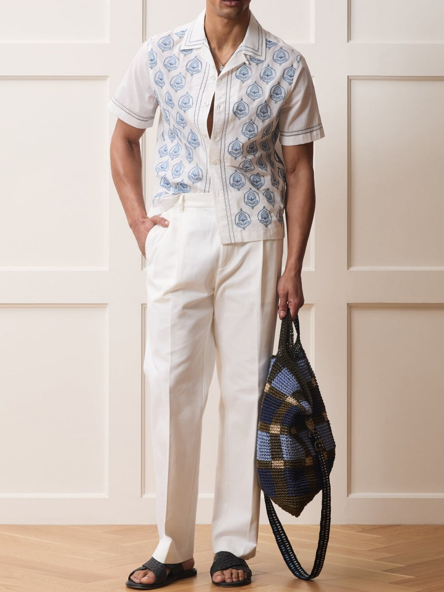 Embroidered Voile Capri Shirt