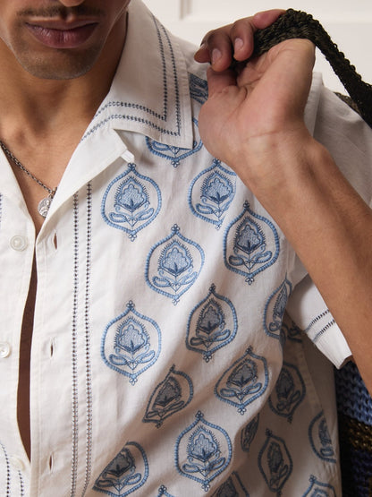 Embroidered Voile Capri Shirt