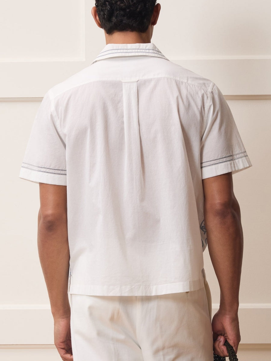 Embroidered Voile Capri Shirt