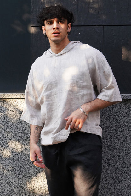 Linen Hooded T-shirt