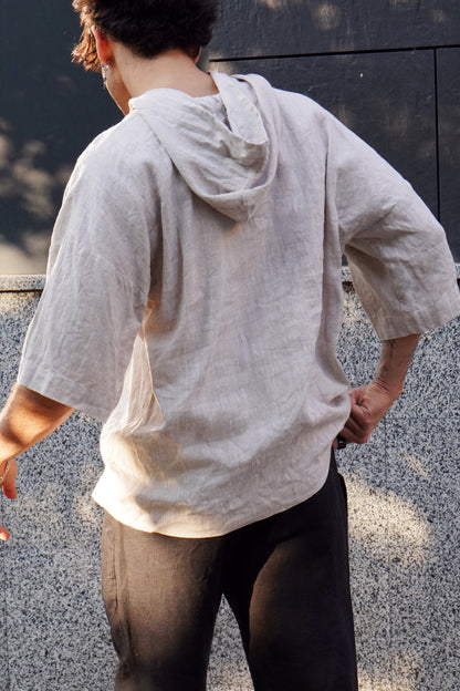 Linen Hooded T-shirt