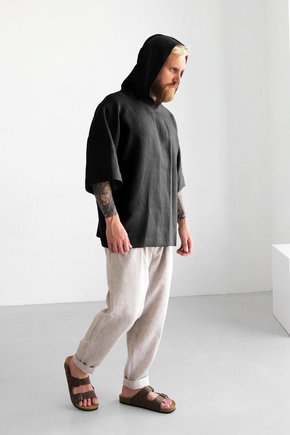 Linen Hooded T-shirt