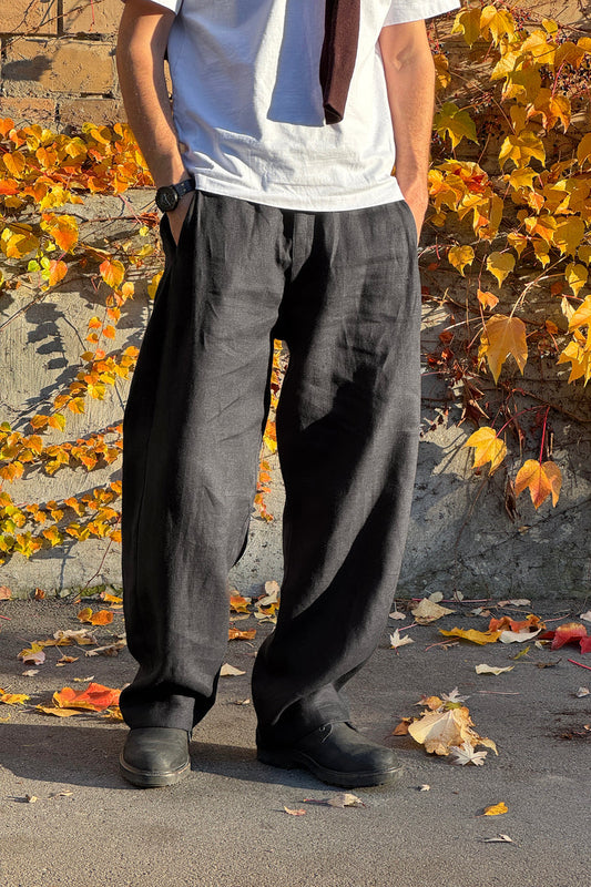 Men’s Wide-Leg Linen Pants