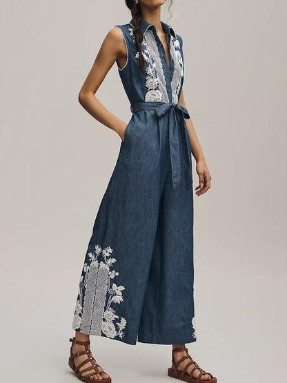 Lace Denim Jumpsuit