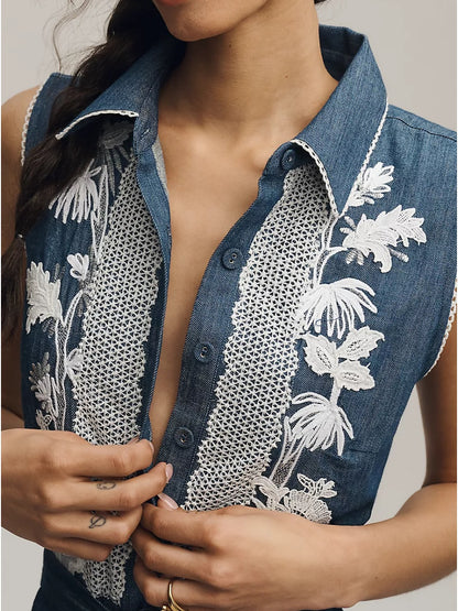 Lace Denim Jumpsuit